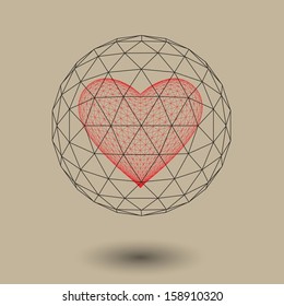 Geometric background 3d geometric abstract art geometric lines vector illustration heart