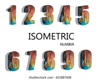geometric background. 3d isometric number alphabet with on white background