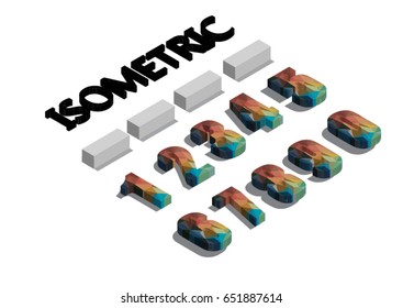 geometric background. 3d isometric number alphabet with on white background