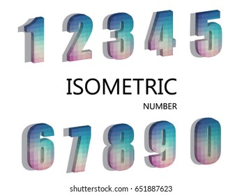 geometric background. 3d isometric number alphabet with on white background