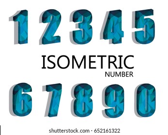 geometric background. 3d isometric number alphabet with on white background