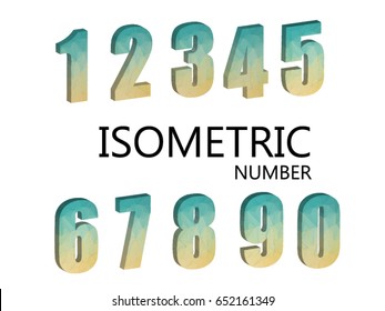 geometric background. 3d isometric number alphabet with on white background