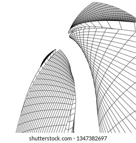 Geometric background. Abstract architecture, 3d shape