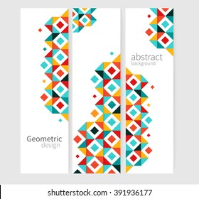 Geometric background Abstract banner header set.red, yellow & blue squares. minimalistic design creative concept stock-vector 10 EPS