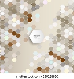 Geometric background, abstract hexagonal retro pattern vector