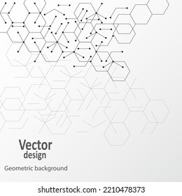 Geometric background from abstract hexagons of connected lines and dots. Vector illustration.