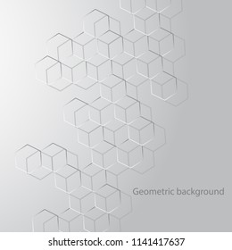 Geometric background. Abstract hexagons, molecular structure. Vector illustration.