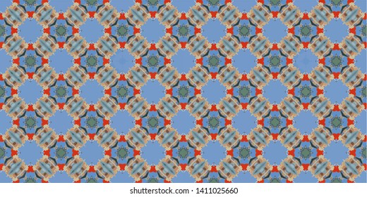 Geometric background abstract mosaic seamless pattern with tiles and simple shapes for fashion. Abstract dynamic retro tiles background