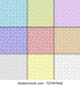Geometric background. Abstract seamless wallpaper. Multi colored set for textile and wallpapers