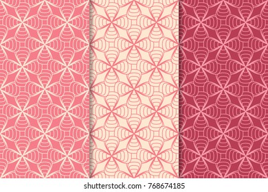 Geometric background. Abstract seamless wallpaper. Cherry red set for textile and wallpapers