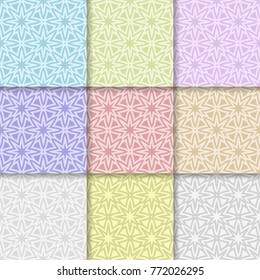 Geometric background. Abstract seamless wallpaper. Multi colored set for textile and wallpapers