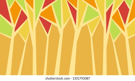 Geometric background of abstract trees, bright colored shapes to create an abstract image