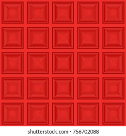Geometric background. Abstract vector seamless pattern with red squares on burgundy backdrop. EPS10. Can be used as print on cloth, wrapping paper, cover, design element for banner.