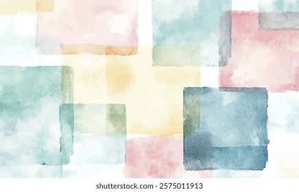 	
Geometric background, abstract watercolor rectangles in pastel tones	
