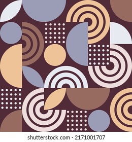 geometric background with arcs, circles, dots and petals. trendy design for print or web