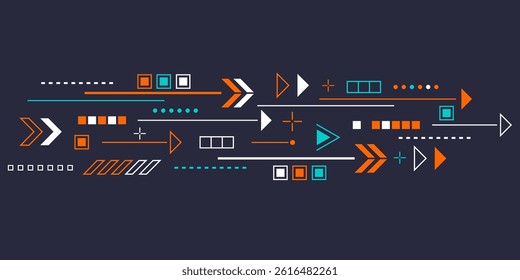 Geometric background of arrows. Abstract geometry. Squares and lines. Vector illustration .