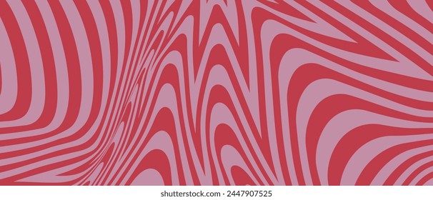 Geometrisches Hintergrundkunstdesign mit psychedelischer Illusionslinie. Pattern Swirl Fluid für Promo, Feier, Anzeigen, Branding, Banner, Cover, Label, Poster. In: Retro Optical Paint in Vektorillustration.