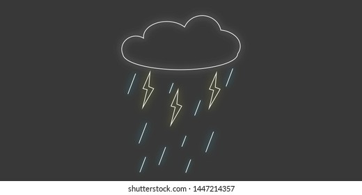 Geometric background with a bad weather. Template with a cloud, rain and lightning on it 