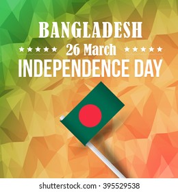 Geometric Background Bangladesh National Celebration Card, Badges Design