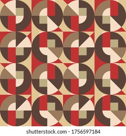 Geometric background in Bauhaus graphic design style. Abstract seamless pattern for presentation, website, adevertising promotion layout. Decorative mosaic ornament. Vector concept illustration.  