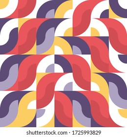 Geometric background in Bauhause graphic design style. Abstract pattern for presentation, website, advertising promotion layout. Decorative mosaic ornament. Vector concept illustration.  