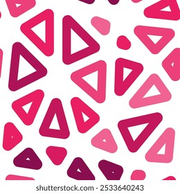 Geometric background. Big triangles size. Mono tone style. Rounded triangles outlined. Repeatable pattern. Berry Fusion. Awesome vector tiles. Seamless vector illustration.