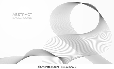 Geometric background with black waves, modern linear web template, abstract frequency banner.