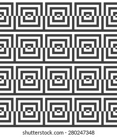 Geometric background with black and white stripes. Seamless monochrome  pattern with zebra effect.Alternating black and white cut squares.