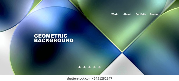 un fondo geométrico con bolas azules y verdes sobre fondo blanco . Alta calidad