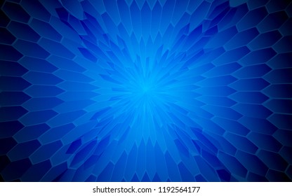 Geometric background with blue perspective hexagon texture. Technology geometric minimal design.