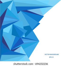 Geometric background with blue polygonal element. strict style with empty space for your text headline or some design. 