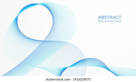 Fondo geométrico con ondas azules, plantilla de web lineal moderna, banner de frecuencia abstracta.