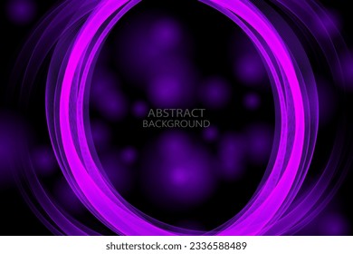 Geometric background with blurred circles. Abstract dark purple background with light magenta lines