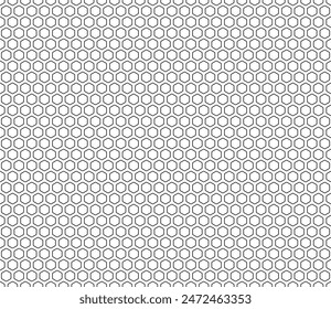Geometric background. Bold rounded hexagons mosaic cells with padding. Hexagon shapes. Seamless tileable vector illustration.