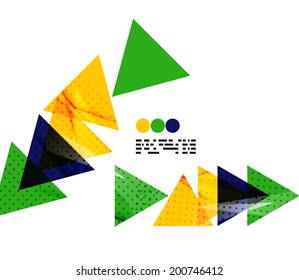 Geometric background in Brazil flag concept. Abstract shapes isolated on white - book, brochure cover design