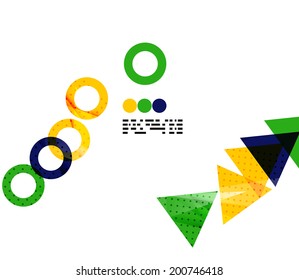 Fondo geométrico en el concepto de bandera de Brasil. Formas abstractas aisladas en blanco - diseño de portada de libros, folletos
