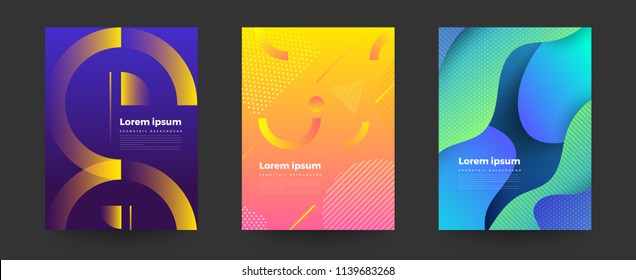 Geometric background bright colors and dynamic shape compositions. Vector illustrations.