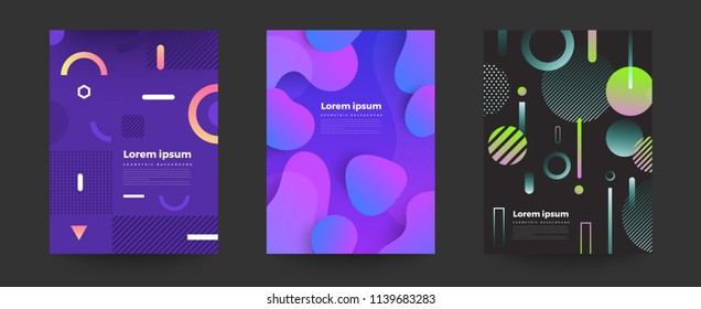 Geometric background bright colors and dynamic shape compositions. Vector illustrations.
