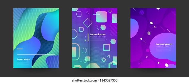 Geometric background bright colors and dynamic shape compositions. Cover layout desiign. Vector illustrations.