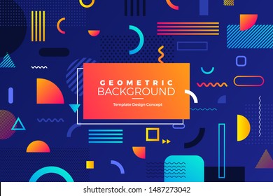 Geometric background bright colors and dynamic shape compositions. Template banner website. Vector illustrations.