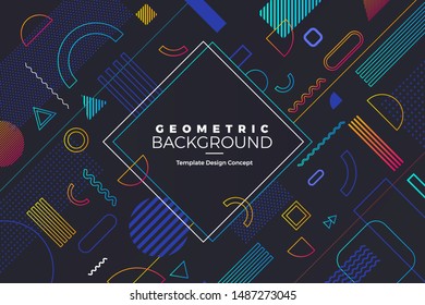 Geometric background bright colors and dynamic shape compositions. Template banner website. Vector illustrations.