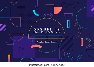 Geometric background bright colors and dynamic shape compositions. Template banner website. Vector illustrations.