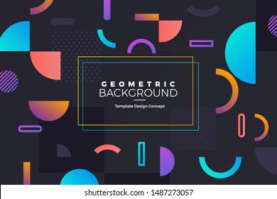 Geometric background bright colors and dynamic shape compositions. Template banner website. Vector illustrations.