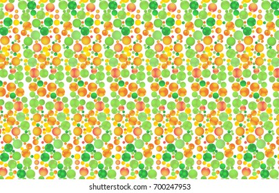 Geometric background of bright multicolored circles. Fruit abstract pattern. Vector illustration