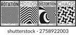 The geometric background by stripes. Black and white. Optical illusion. Psychedelic stripes. Squares within squares. Cover design template. Vector for brochure, poster, flyer or banner.м