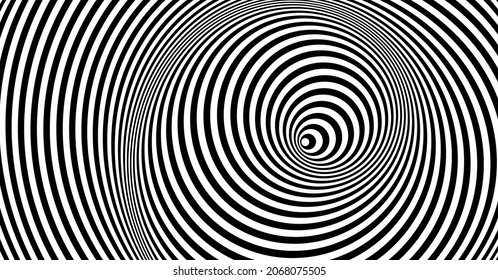 The geometric background by stripes. Black and white modern pattern with optical illusion. 3d vector illustration for brochure, annual report, magazine, poster, presentation, flyer or banner. 