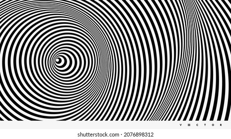 El fondo geométrico por rayas. Patrón moderno blanco y negro con ilusión óptica. 3d ilustración vectorial para folleto, informe anual, revista, afiche, presentación, volante o banner. 