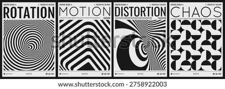 The geometric background by stripes. Black and white. Optical illusion. Psychedelic stripes. Squares within squares. Cover design template. Vector for brochure, poster, flyer or banner.м
