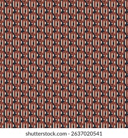Geometric background. Chain vector seamless pattern. Retro repeat ornament wallpaper. Vintage colored fashion allover print