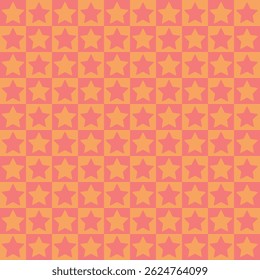 Geometric background. Checkered seamless pattern with stars. Abstract vector wallpaper. Chess board allover print for fabric, textile, paper, stationery, packaging, wrapping, polygraph